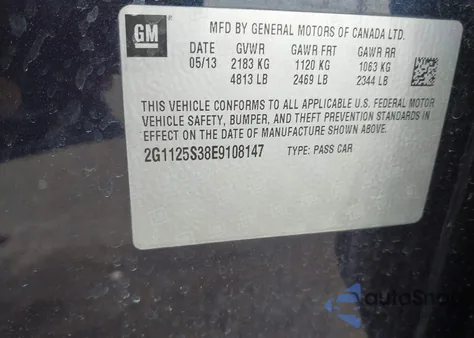 2014 Chevrolet Impala 2Lt z USA, uszkodzony, nr VIN 2G1125S38E9108147